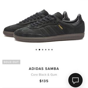 NWOT Adidas Samba Core Black & Gum - 5.5 men’s / 6.5 women’s